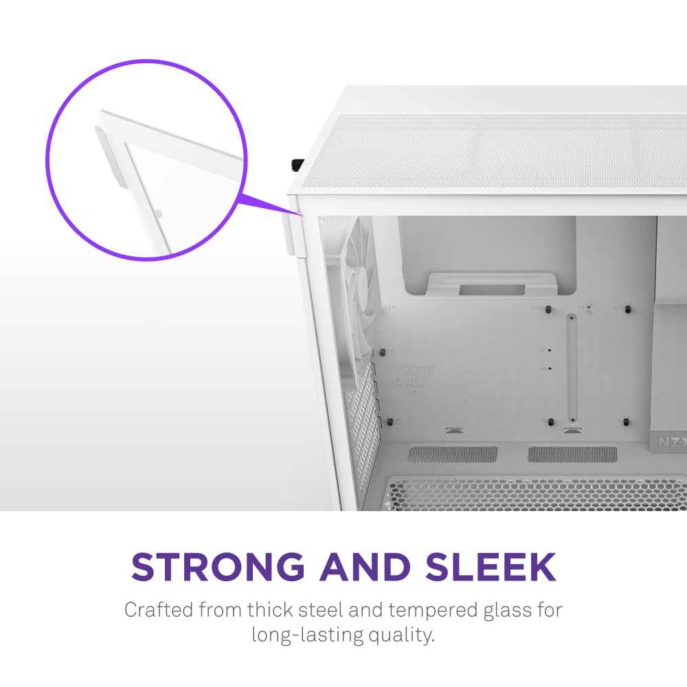 NZXT H5 Flow RGB - Compact ATX Mid-Tower PC Gaming Case - High Airflow - F360 RGB Core (CV) Included - 360mm Front & 240mm Top Radiator Support - Cable Management - Tempered Glass - White