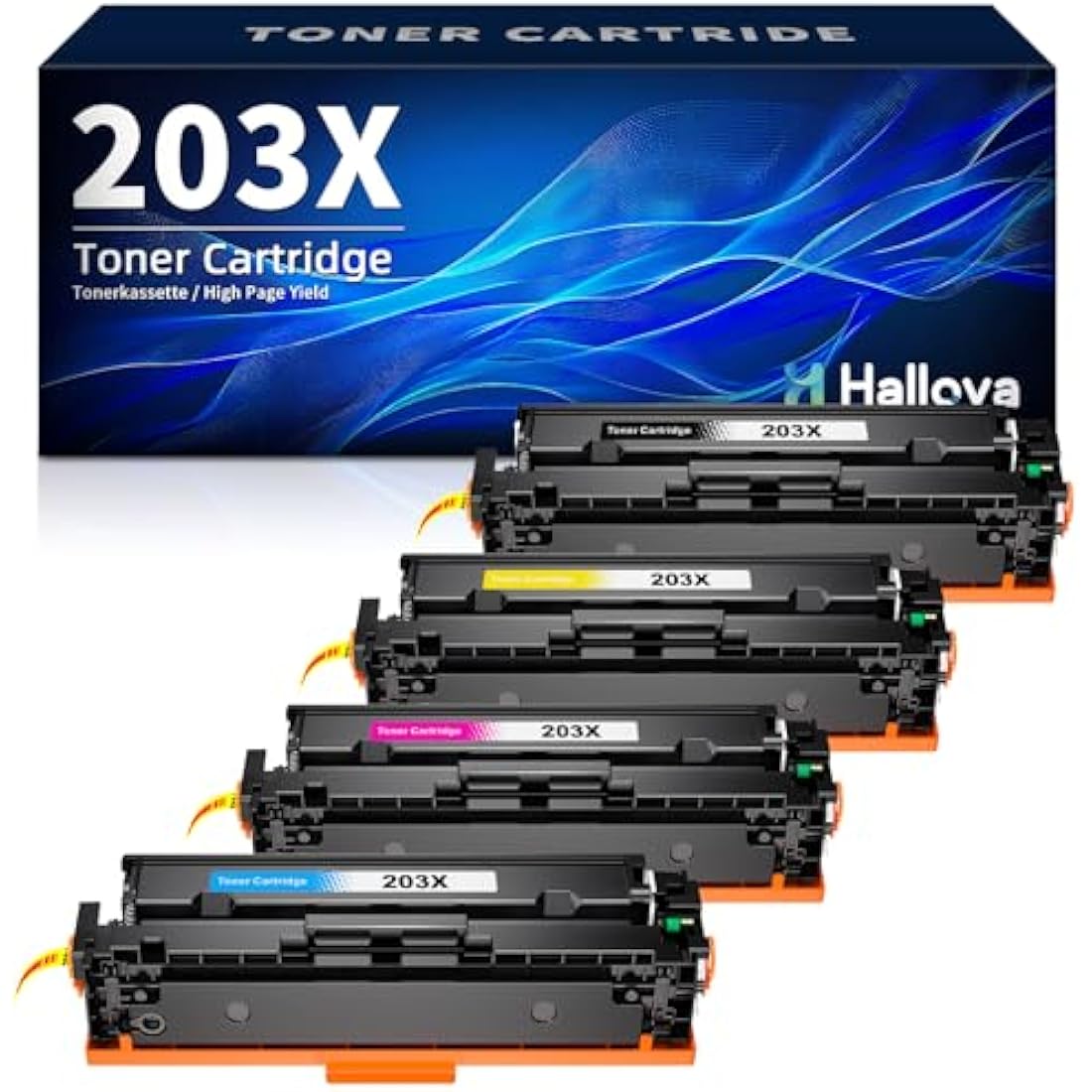 Halloya 203X Toner Cartridge Replacement for HP CF540X CF541X CF542X CF543X Compatible for Color Laserjet Pro MFP M254dw M254dnM254nw M280nw M281fdn M281fdw M281cdw (4 Pack)