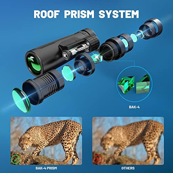 Binoculars for Adults, Kylietech 12x42 Binoculars with Tripod, Waterproof Bird Watching Binocular with BaK-4 Prisms, FMC Lens, Phone Adapter for Photography, Stargazing