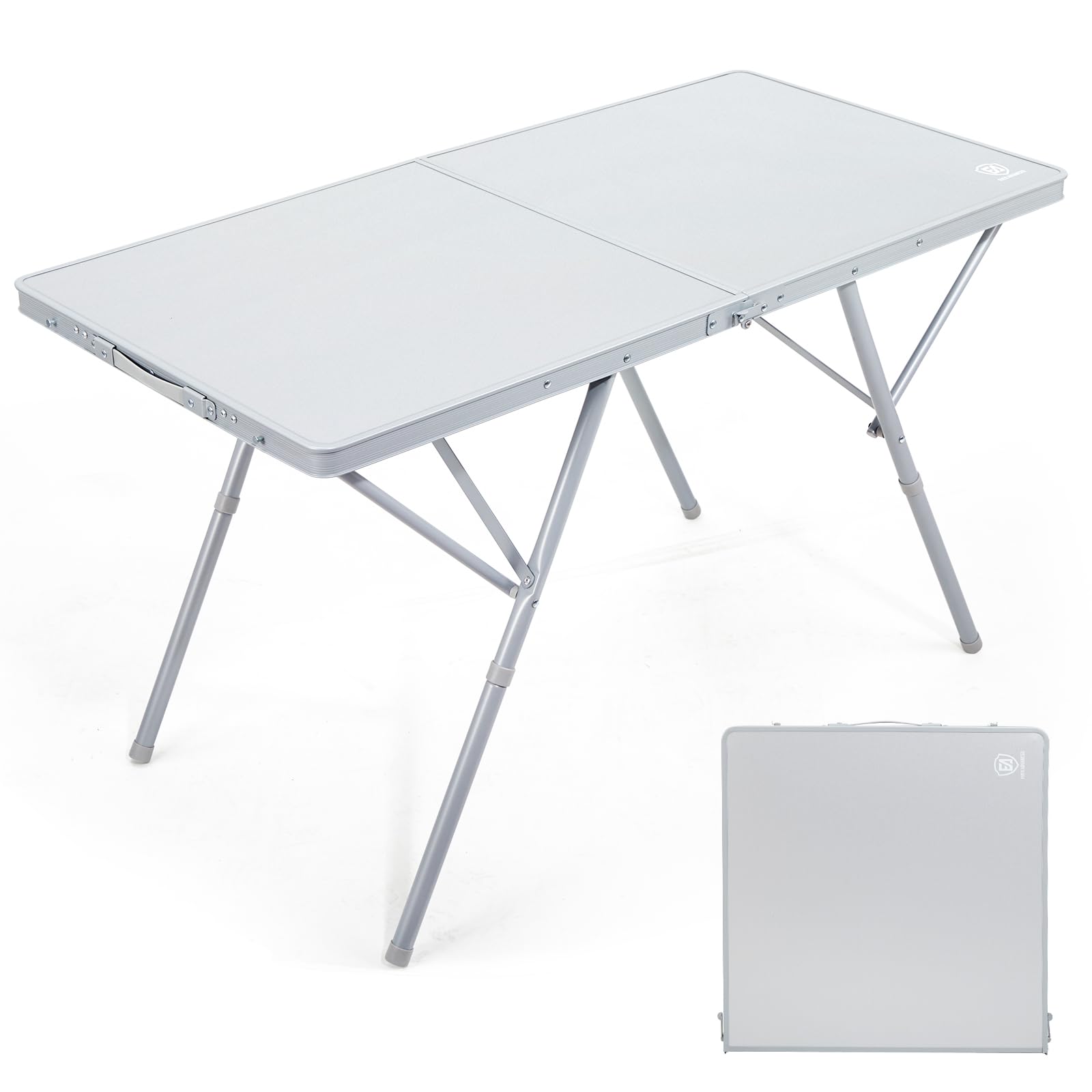 EVER ADVANCED Camping Table that Fold up for 4-6 Person, 4ft Folding Table Picnic Height Adjustable, Foldable Outdoor Heavy Duty, for Dining Garden