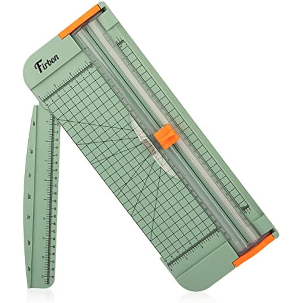 Firbon A4 Paper Cutter 12 Inch Titanium Paper Trimmer Scrapbooking Tool with Automatic Security Safeguard and Side Ruler for Craft Paper, Coupon, Label and Cardstock, Morandi