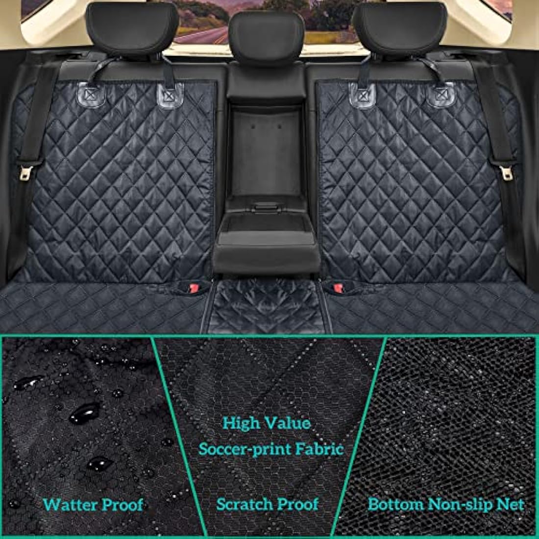 ANOSOSPECIAL Dog Car Back Seat Cover for Kids,Non Stick Fur Rear Seat Protector for Pet,Nonslip Waterproof Universal Fit Interior Backseat Covers for Auto Van SUV