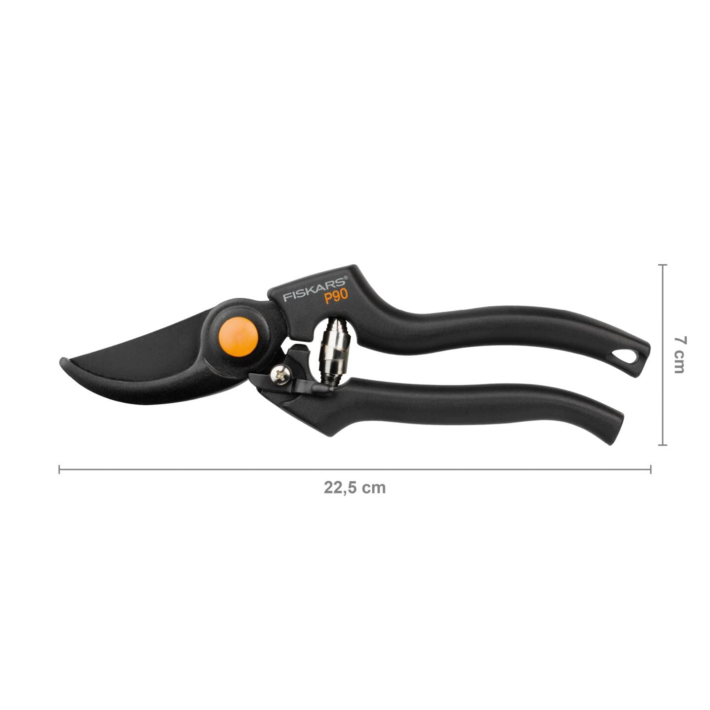 Fiskars Pro Pruner P90, Cutting diameter: 2.6 cm, Steel blades with non-stick coating, Length: 22.5 cm, Black/Orange, 1001530