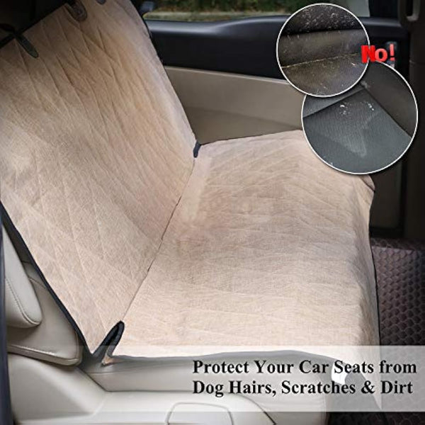 VIVAGLORY Dog Seat Covers, Dog Backseat Cover Pet Bench Protectors with Anti-Slip Backing, Back Seats Cover Rear Seat Covers Car Seat Cover for Dogs, Heather Khaki, L