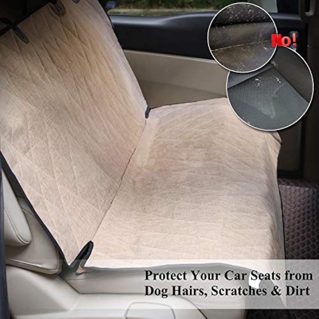 VIVAGLORY Dog Seat Covers, Dog Backseat Cover Pet Bench Protectors with Anti-Slip Backing, Back Seats Cover Rear Seat Covers Car Seat Cover for Dogs, Heather Khaki, S