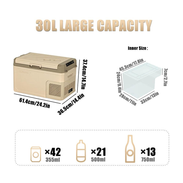 Alpicool X50 50L Car Fridge Freezer Portable Compressor Car Refrigerator 12/24V Electric Cooler for Camping, Road Trip, Picnic, Down to -20℃