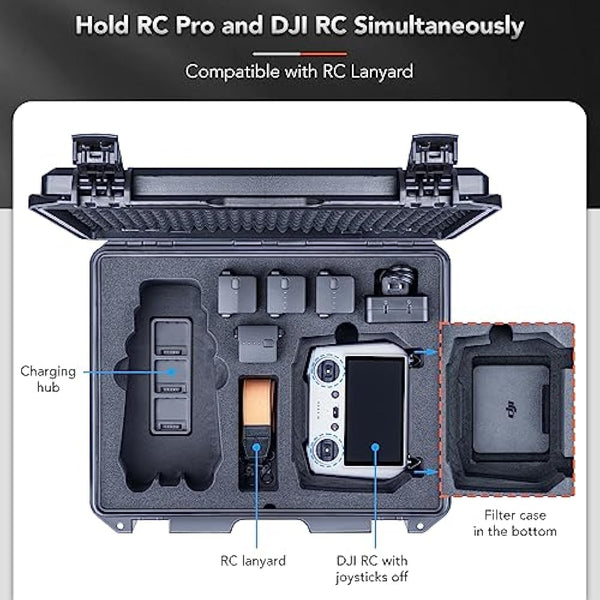 Lykus Titan M350 Waterproof Hard Case for DJI Mavic 3 Pro/Classic, RC Pro and DJI RC Simultaneously, Support Lanyard [CASE ONLY]