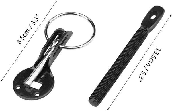 Universal Bonnet Pin Kit - Black, Lock Latch for Racing Sport Car Hood
