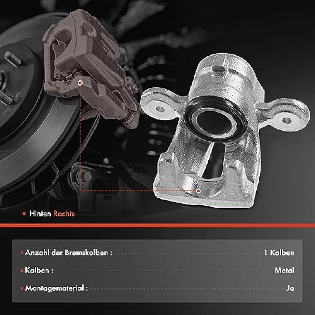 Frankberg Brake Caliper Disc Brake Rear Right Cast Aluminium Compatible with 1 Series E81 116d-120i 1 Series E87 116d-120i 3 Series E90 316d-320i 3 Series Coupe E92 316i Replace# 34216776378