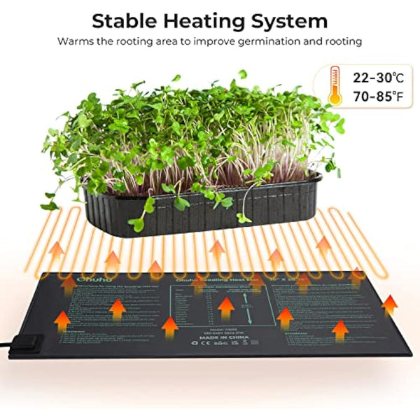 Ohuhu Seedling Heat Mat Heated Propagator 2 Pack, Plant Heating Mat Plant Warm Mat IP67 Waterproof, 21W Hydroponic Heating Pad Greenhouse Heating Pad for Seedling and Germination 10"x 20.75"