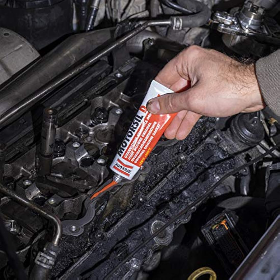 AREXONS MOTORSIL D ORGINAL RED MOTOR PASTE 60 g Silicone Gasket Gasket High Temperature Engine Sealant Putty for Engine Gaskets Resistant Vibration Absorption Easy Removal