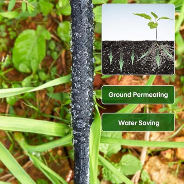 50M Drip Hose Set, Soaker Hose Set, Porous Pipe Leaky Pipe, Garden Hose for Watering, Gardens, Lawn, Patios, Black