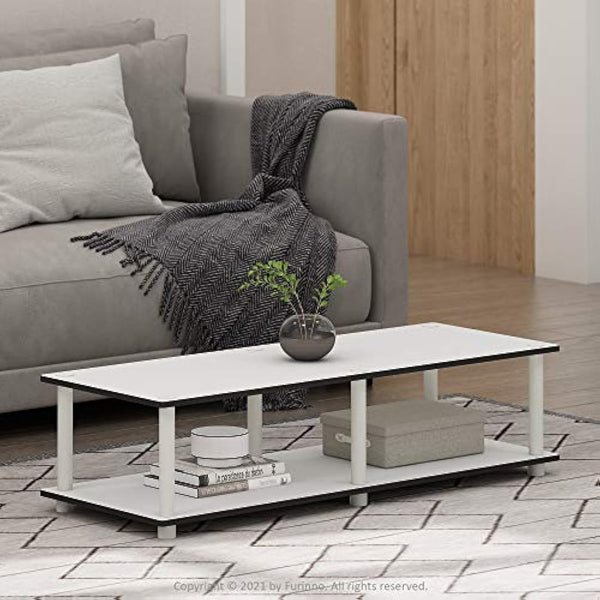 Furinno Toolless TV Stands, Wood, White/White, one size