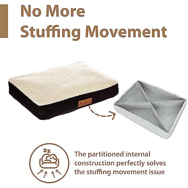 Ellie-Bo XL Dog Bed for 42-inch Dog Cage/Crate - Black Faux Suede/Sheepskin