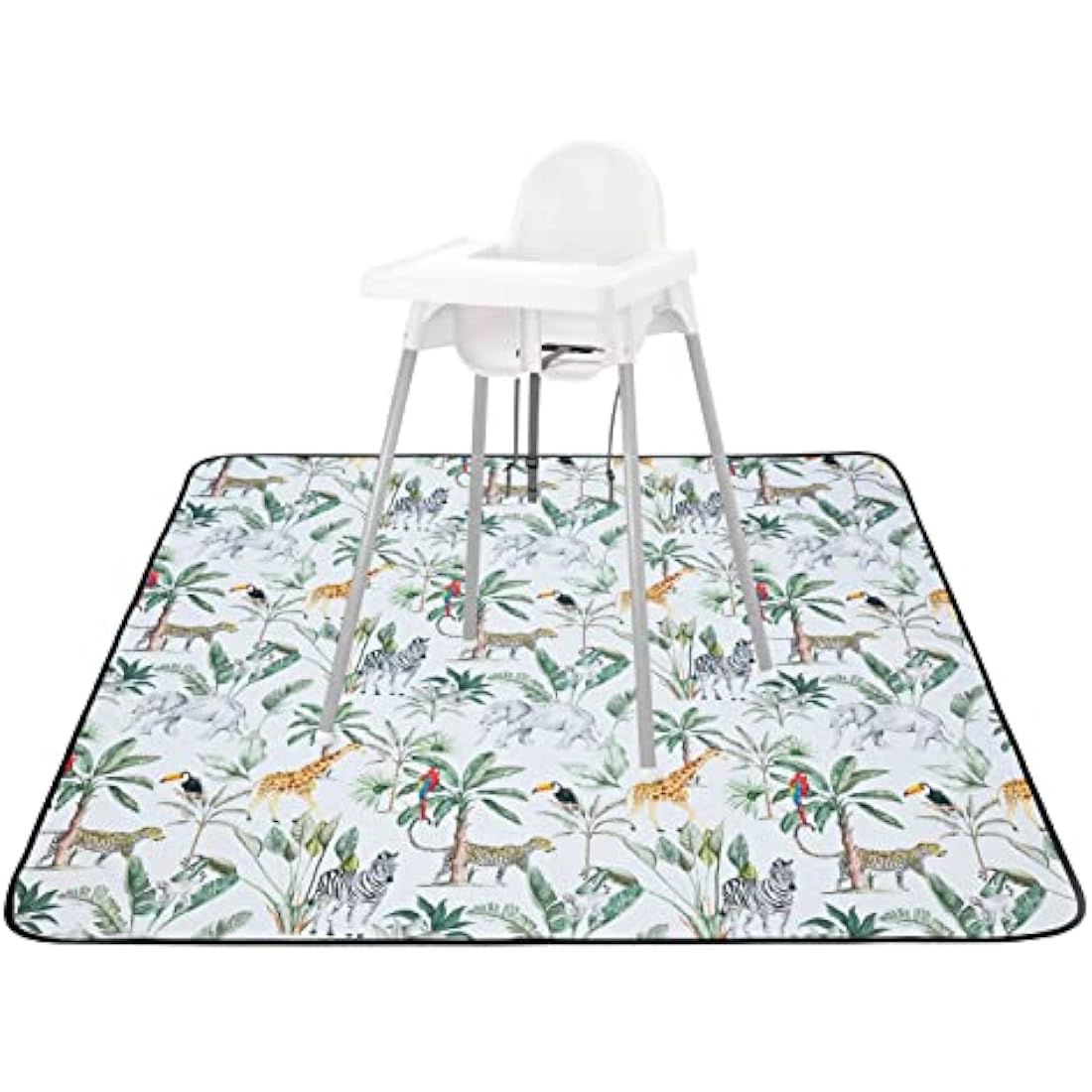 Grow Wild Non Slip Baby Splash Mat for Under High Chair | Waterproof, Washable Messy Floor Protector, Play Mat for Toddlers, Kids Craft (Tropical Jungle)