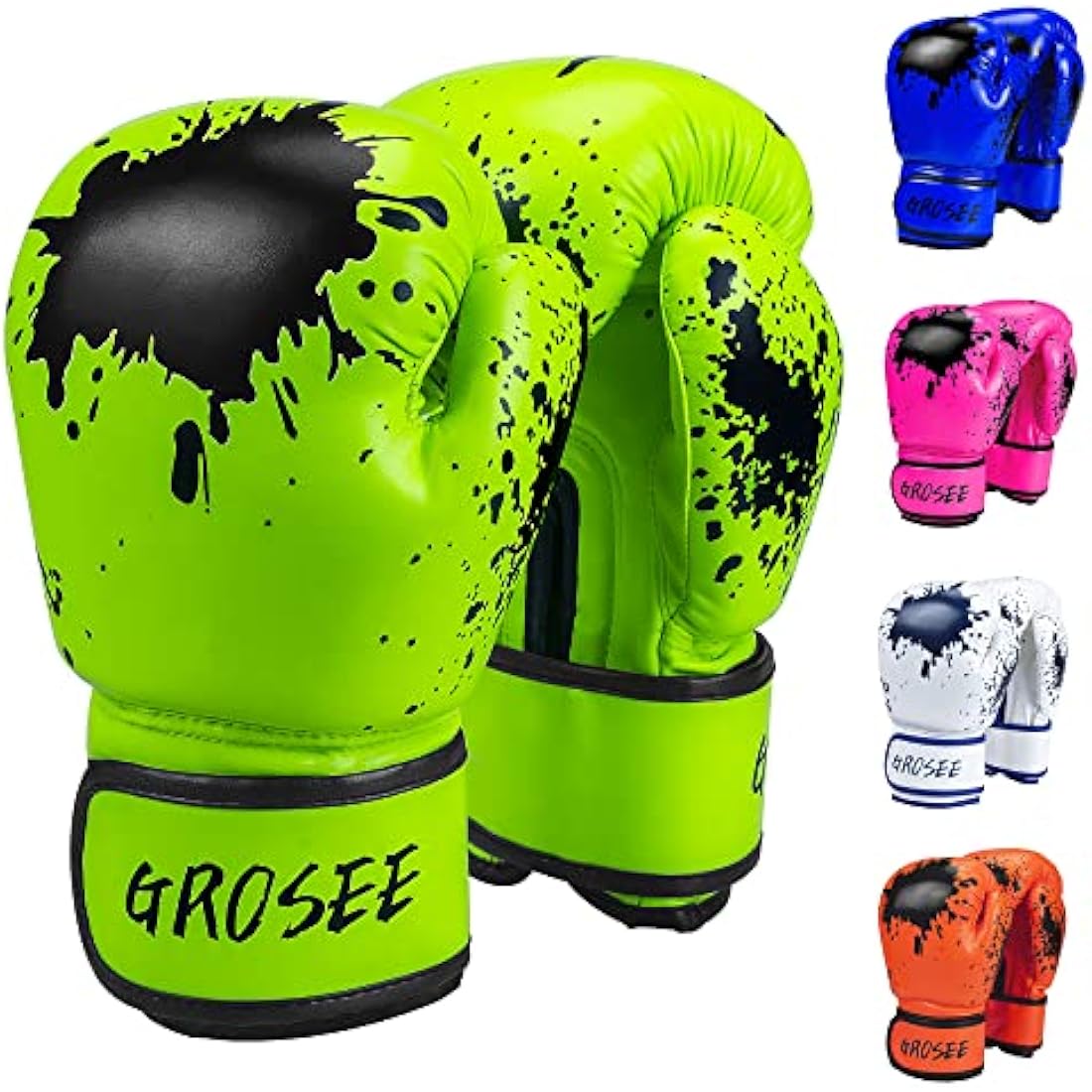 Grosee Kids Boxing Glove 6oz, 8oz, Training Sparring Gloves for Punching Bag, Kickboxing, Muay Thai, MMA, UFC, Gift for Age 6-15 Years, Leather, Boys and Girls