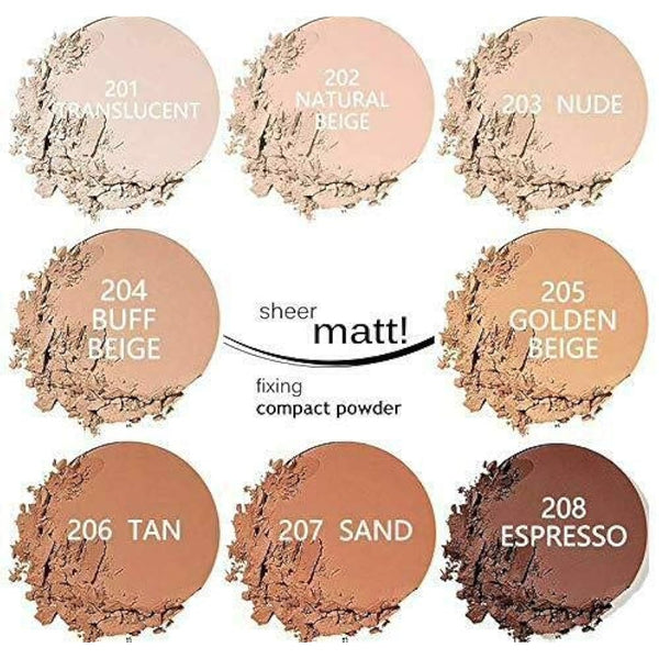 AQUAPURITY - PHOERA Sheer Matte Fixing Powder Makeup Base Fixer Setting Powder Foundation Fixing Compact Pressed Powder Long Lasting Make Up Fixer Skin Vitamin E Beauty Blender (201 Translucent)