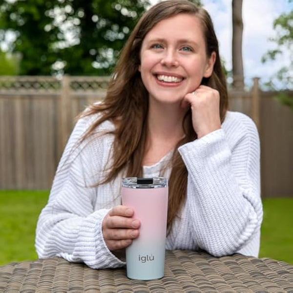 iglu Reusable Coffee Cup | Thermal Insulated Stainless Steel Travel Mug with Screw Lid | Leakproof & Double Walled - Great for Hot & Cold Drinks | Premium Eco-Friendly Gift (Ocean Teal, 16oz)