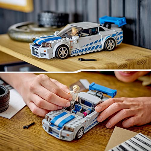 LEGO Speed Champions 2 Fast 2 Furious Nissan Skyline GT-R (R34) Set, Race Car Toy Model Building Kit for 9 Plus Year Old Boys & Girls, with Racer Minifigure, Collectible Gift for Kids 76917