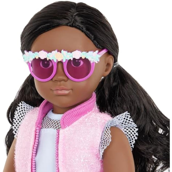 Our Generation - 46 cm Floral Fashion Starter Doll - Rosalind - Dark Brown Hair & Eyes - 3 Outfits & Styling Accessories in Gift Box - Pretend Play - Toys for Kids Ages 3+