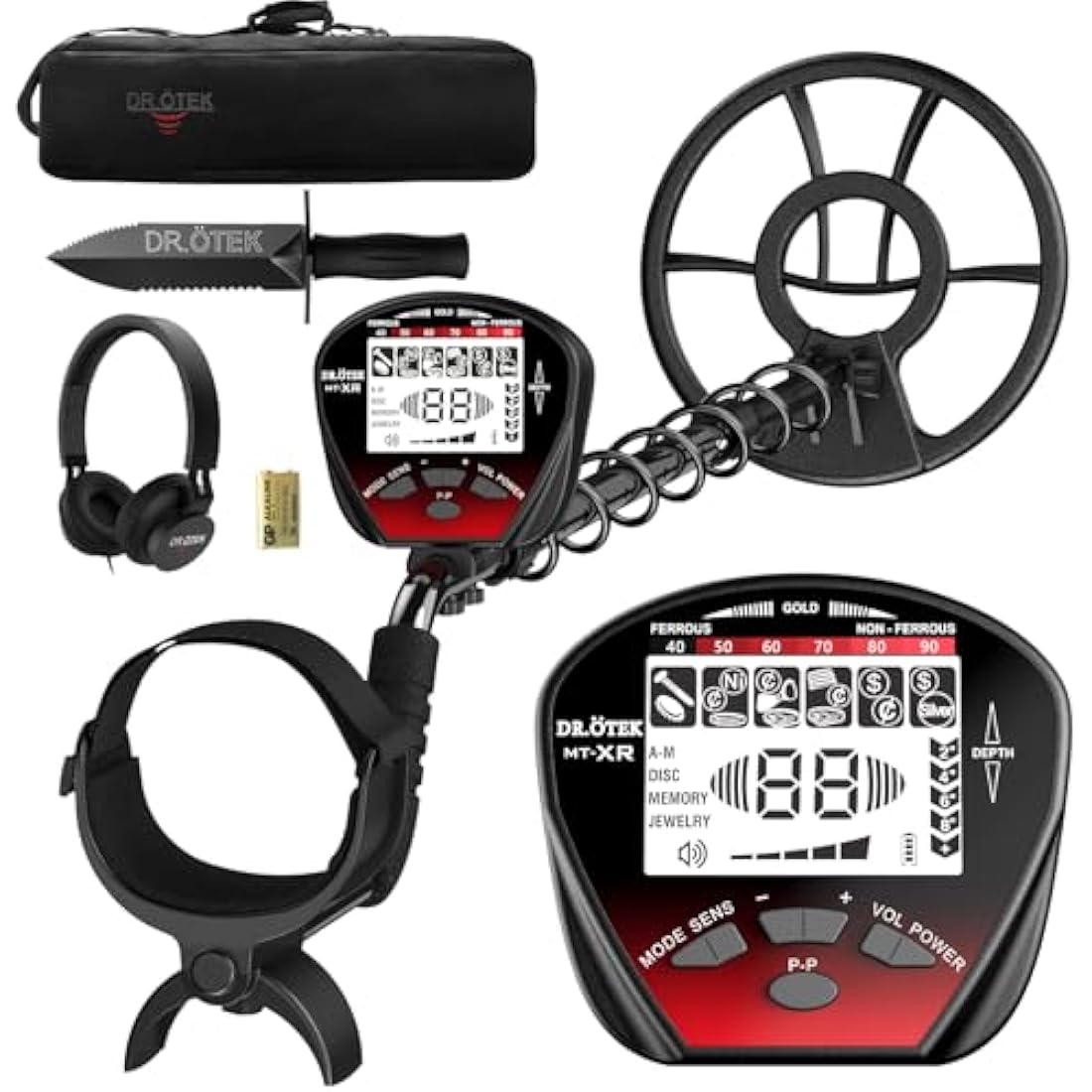 DR.ÖTEK Metal Detector for Adults Professional, Lightweight, Pinpoint & Exclusive Memory Mode, Higher Accuracy, IP68 Waterproof Coil, Bigger Backlit LCD Display, New Advanced DSP Chip