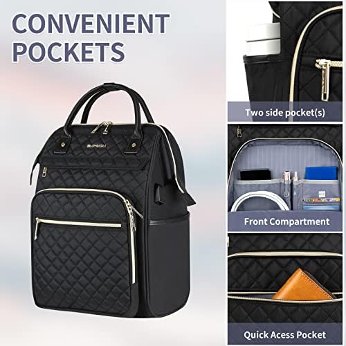 EMPSIGN Laptop Backpack Women 17 Inch, Large Laptop Rucksack Wide Open, College School Backpack with USB Charging Port, Water Repellent Travel Business Work Bag Computer Bookbag for Men