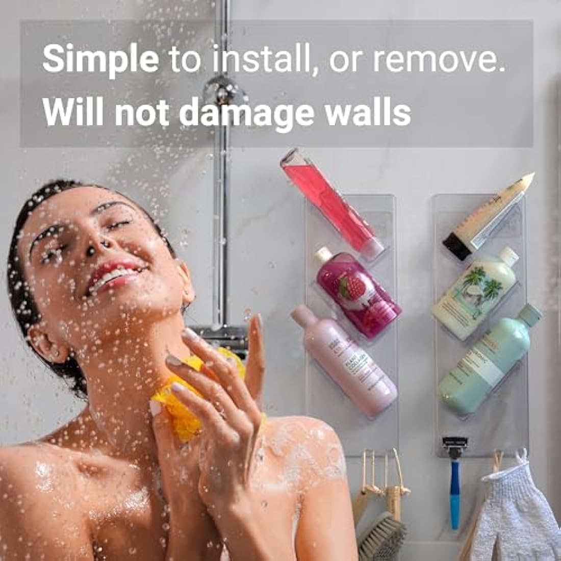 Shower Caddy 3XL (2 Pack) - Rustproof, No Drilling, No Suction Cups - Stores & Organises Large Shampoo & Conditioner Bottles - Bathroom Storage Rack