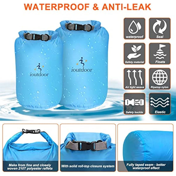 ioutdoor Waterproof Dry Bags Lightweight 2L/5L/10L/20L Keep Dry Clean, Dry Compression Sacks Small Large for Kayaking, Hiking, Swimming, Camping, Canoeing, Boating, Fishing