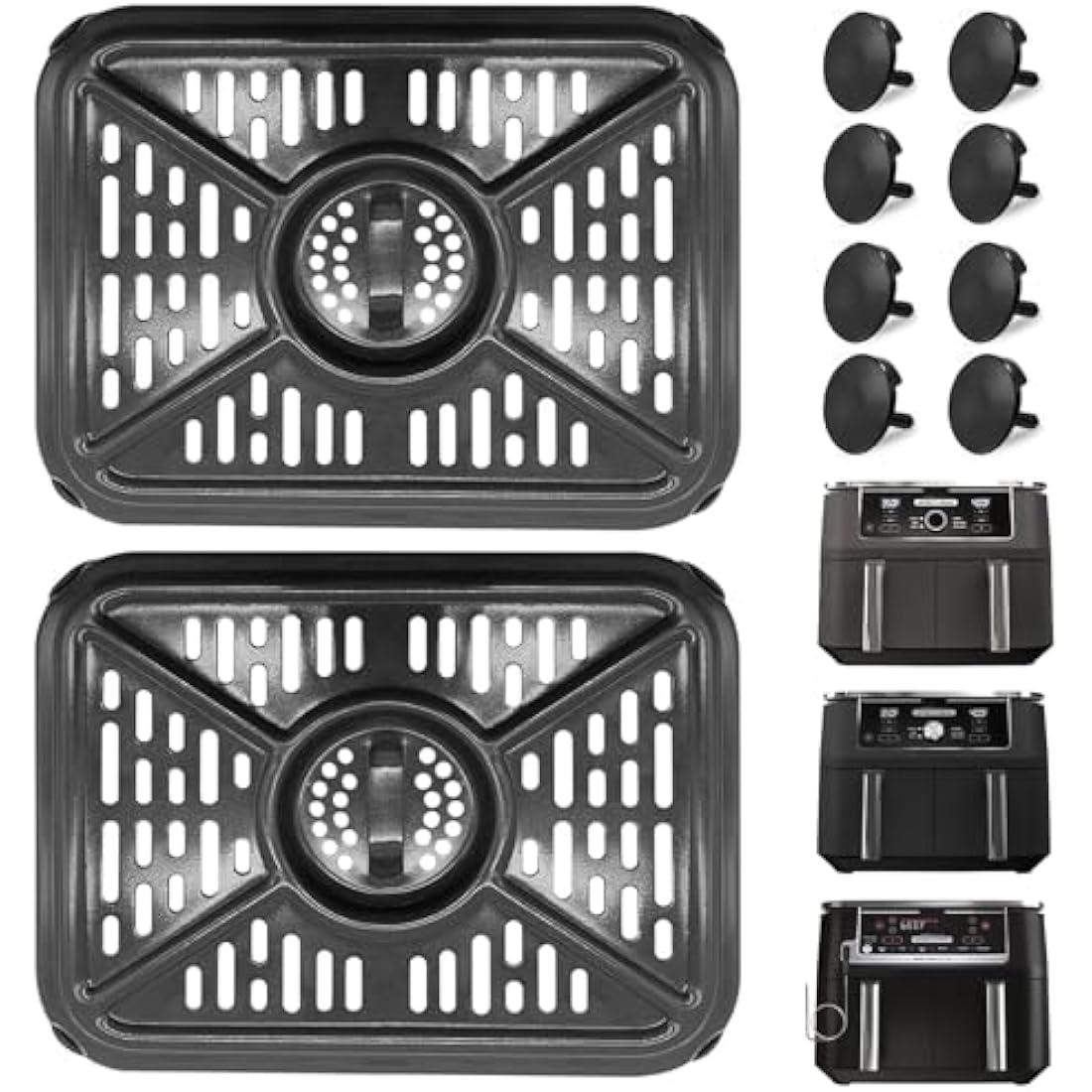 GWYXC Air Fryer Grill Pan for Ninja Foodi AF400UK 9.5L 6 in 1 AF500UK 10.4L 7 in 1 DualZone 2 Drawers Air Fryer, Replacement Air Fryer Crisper Plate Grill Plate Tray Accessories, Dishwasher Safe