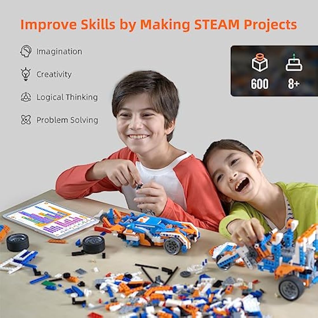 Apitor Robot X, STEM Robot Toys for Kids 8-12, Coding Toy for Boys 8+ Year Old Children, STEM Toys, 12-in-1 Robotic Building Kit, Science Kits for Kids, Programmble Gifts for Boys Christmas Birthday