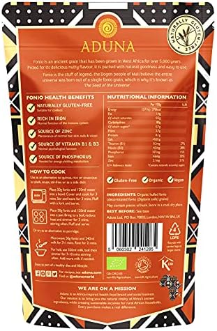 Aduna Organic Fonio Supergrain | Ancient African Wholegrain Rich in Iron, Zinc, B Vitamins & Fibre | Natural Gluten-Free Rice, Quinoa & Couscous Alternative | Porridge, Salads, & Stir-Fries | 3 x 1kg