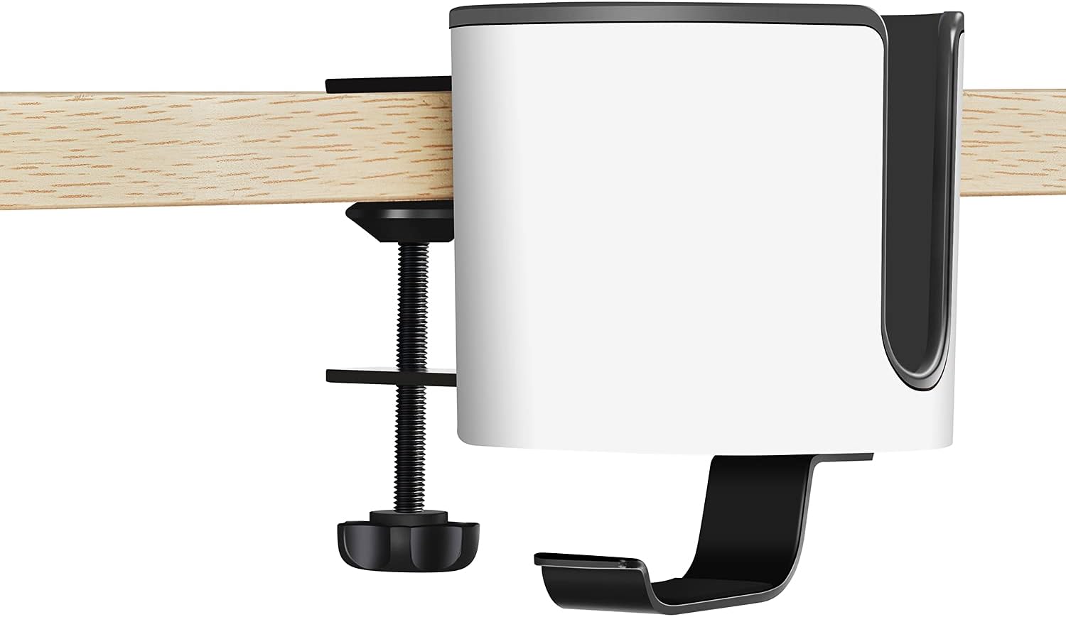 GUNKING Luxury 2-in-1 Anti-Spill Cup Holder with Under Desk Headphone Hanger (White)