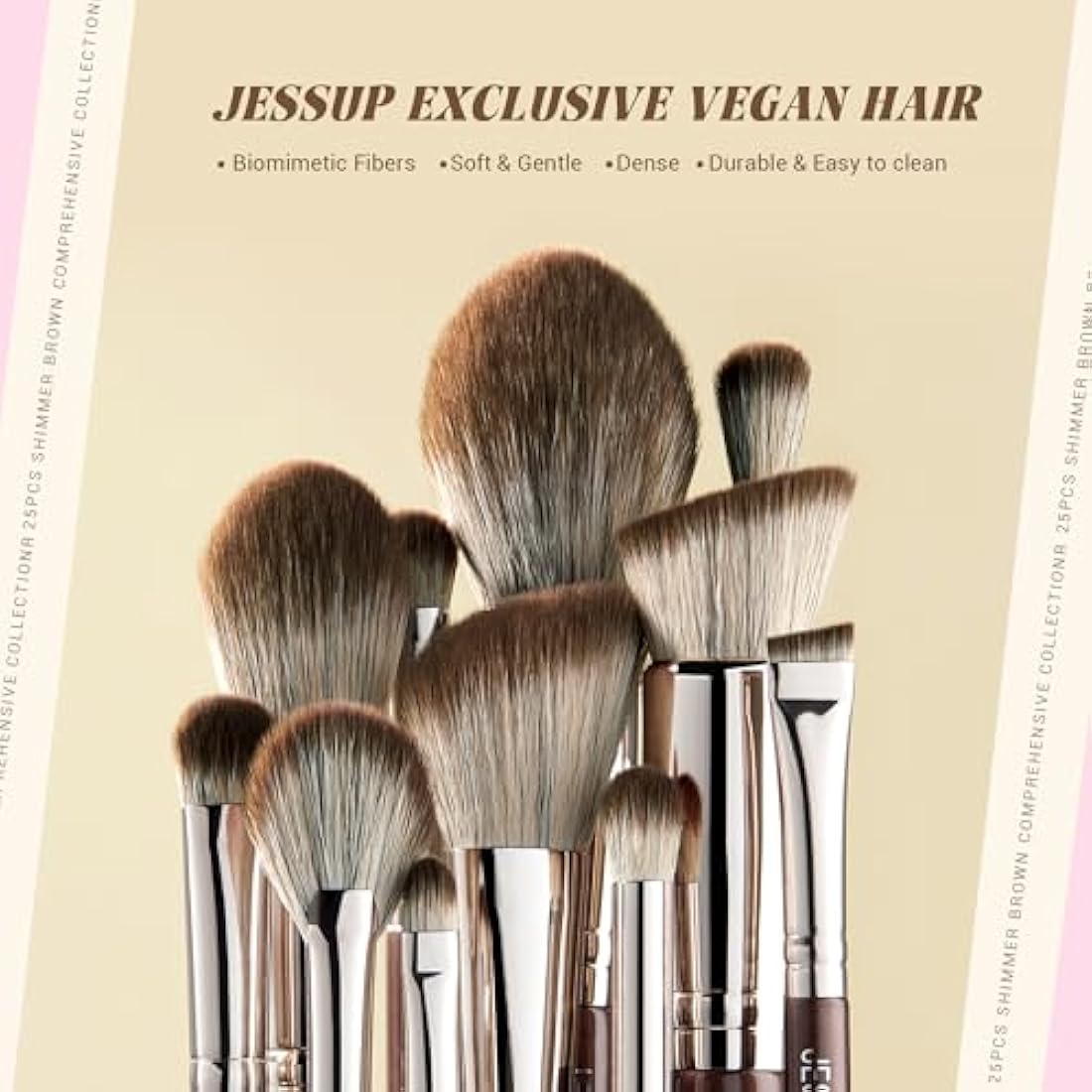 Jessup Makeup Brushes Set Professional 25pcs Premium Synthetic Make up Brushes for Foundation Eyeshadow Blending Concealer Blush Contour Bronzer Eyeliner Eyebrow, Shimmer Brown T511