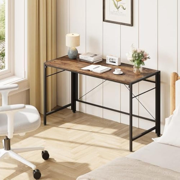 Dripex Folding Desk 110 x 50cm Writing Computer Desk Foldable Table Space Saving Home Office Desk Easy Assembly, Rustic Brown