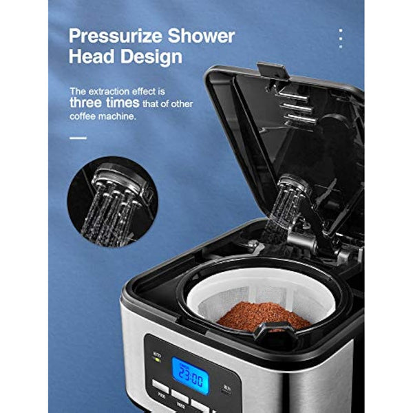 Yabano Coffee Maker, Filter Coffee Machine with Timer, 1.5L Programmable Drip Coffee Maker, 40min Keep Warm & Anti-Drip System, Reusable Filter, Fast Brewing Technology, 900W