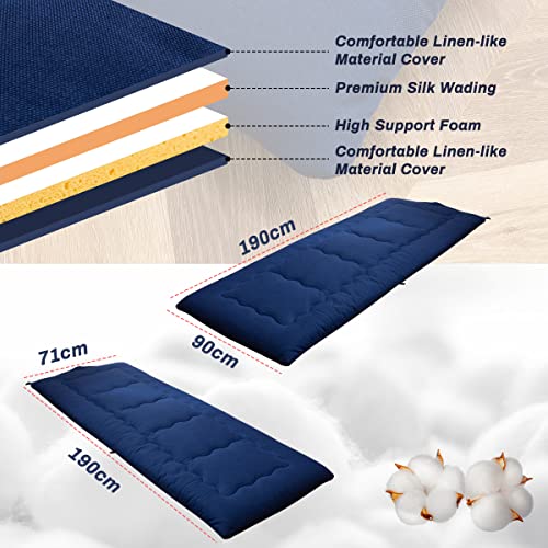 MAXYOYO Portable Foldable Futon Mattress, Hypoallergenic Fabric and High-Density Foam Mattress Pad with Handle and Zipper for Outdoor Indoor Camping