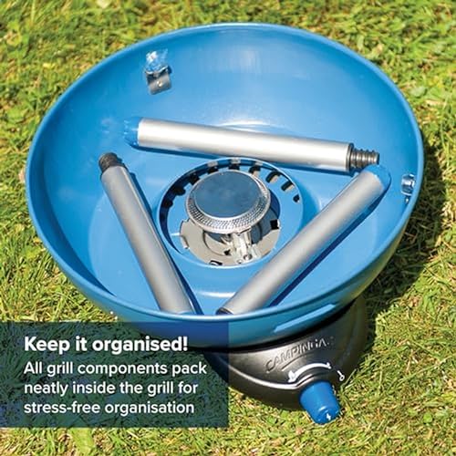 Campingaz Party Grill 400 CV, Camping Stove and Grill, All-in-One Portable Camping BBQ, with Griddle, Grid and Pan Support, Lid Doubles as Wok, Blue