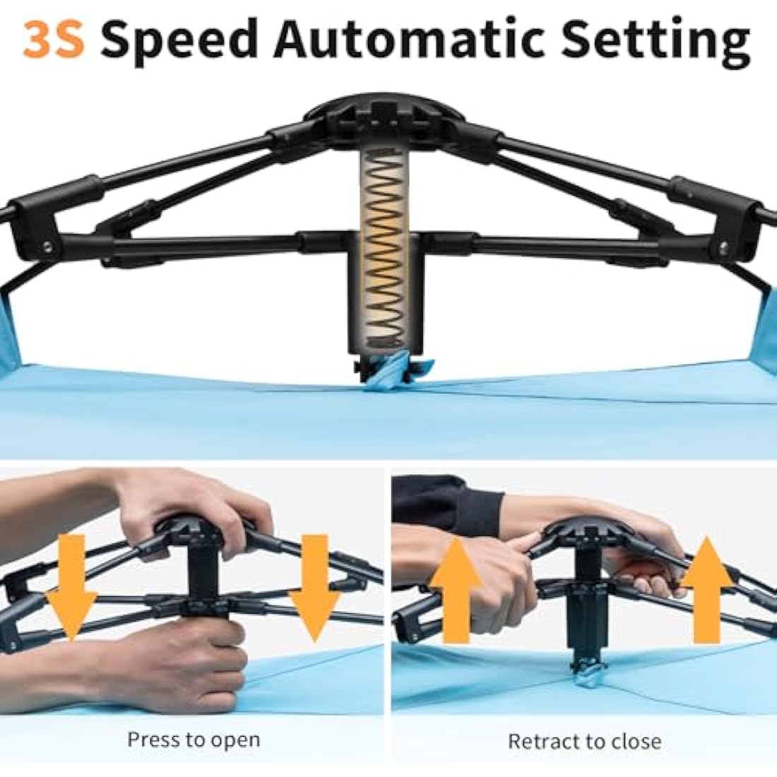 3-4 Person Instant Pop Up Automatic Beach Tent, Extra Large Portable Ventilated Sun Shelter with 3 expandable Door, Easy Setup Lightweight Sun Shade for Picnic,Beach,Garden