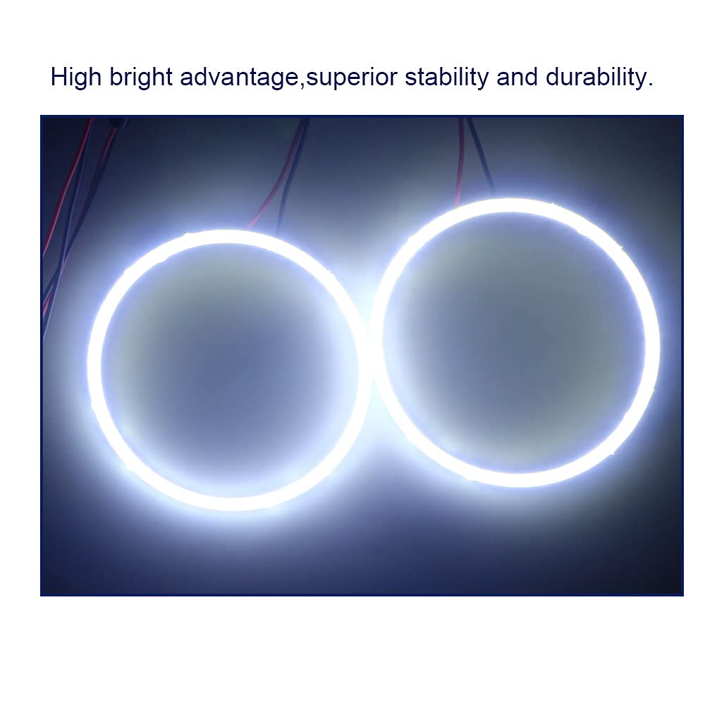 Qasim Car Angel Eyes COB Light Halo Ring 120MM 93SMD Headlight Lamp White 12V 24V(Pack of 2PCS)