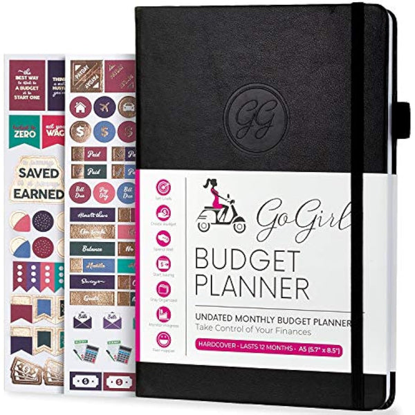 GoGirl Budget Planner – Monthly Financial Planner Organizer Budget Book. Expense Tracker Notebook Journal to Control Your Money. Undated – Start Any Time, A5 Size, Lasts 1 Year – Black
