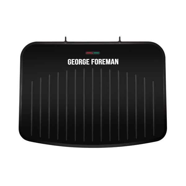 George Foreman Large Electric Fit Grill [Non stick, Healthy, Griddle, Toastie, Hot plate, Panini, BBQ, Energy saving, Vertical storage, Easy clean, Drip tray, Ready to cook light] Black, 2400W 25820