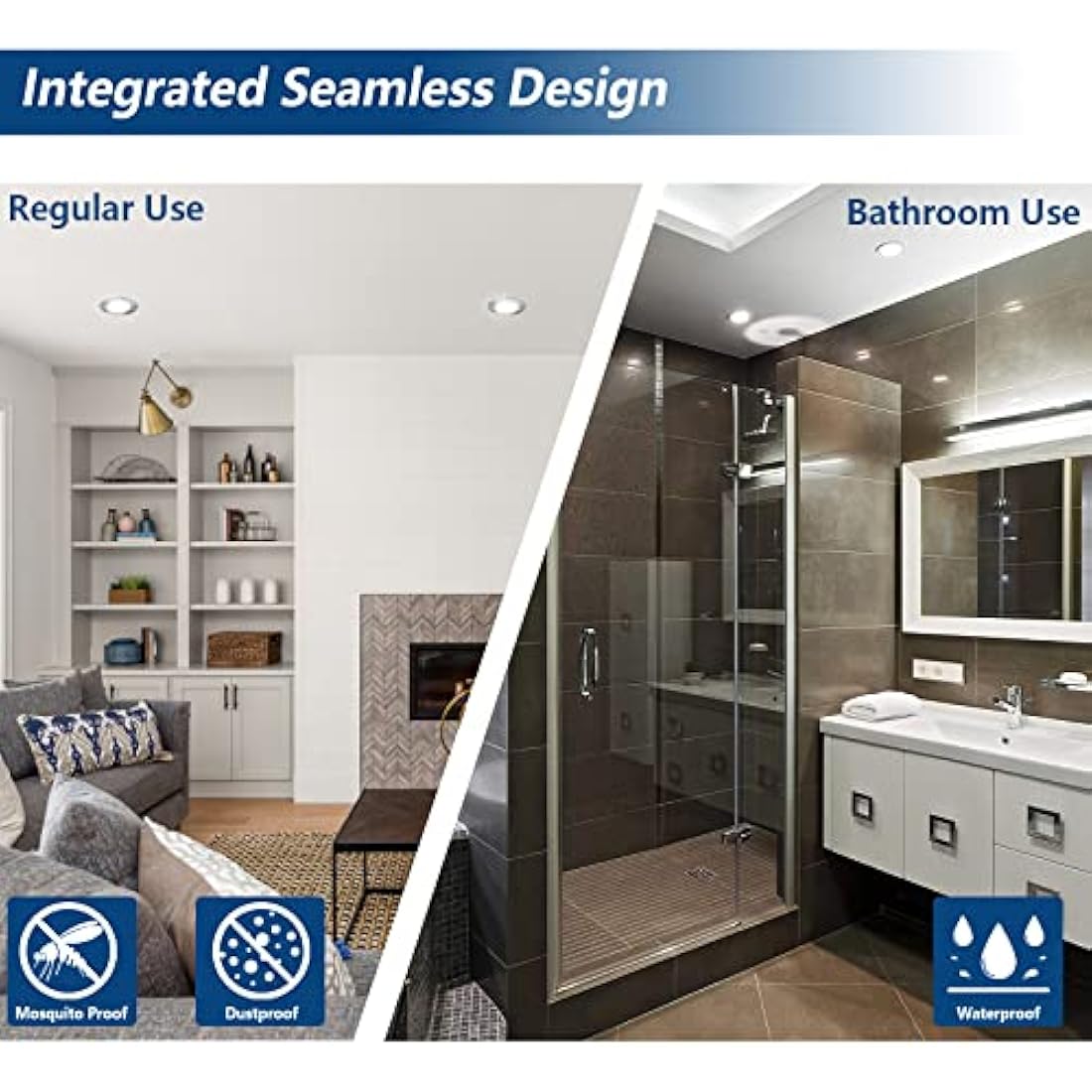 HiBay 6X 7W LED Downlights Recessed Spotlights Ceiling Lights IP44 Bathroom Spot Light Brushed Chrome Downlight Ultra Slim Downlighters Cool White 6000K 240V