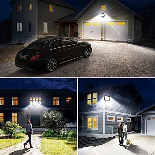 YIQIBRO 50W PIR Security Lights Outdoor Motion Sensor 2 Pack, 5000LM LED Floodlight with PIR, IP67 Waterproof Flood Lights Motion Sensor for Garden, Garage, Patio, Yard