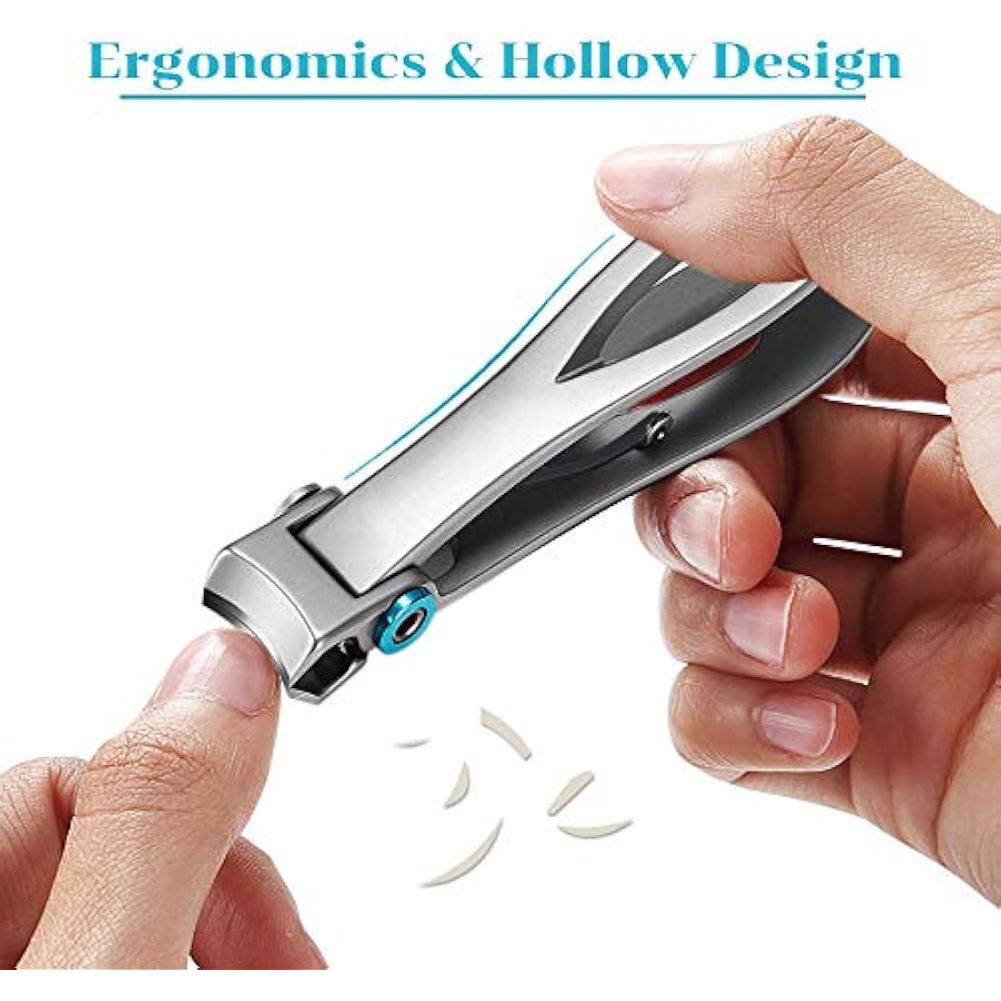 Nail Clippers - USHION 15mm Wide Jaw Opening Stainless Steel Fingernail and Toenail Clippers Cutter for Thick Nails with Fingernail File for Men & Women Big
