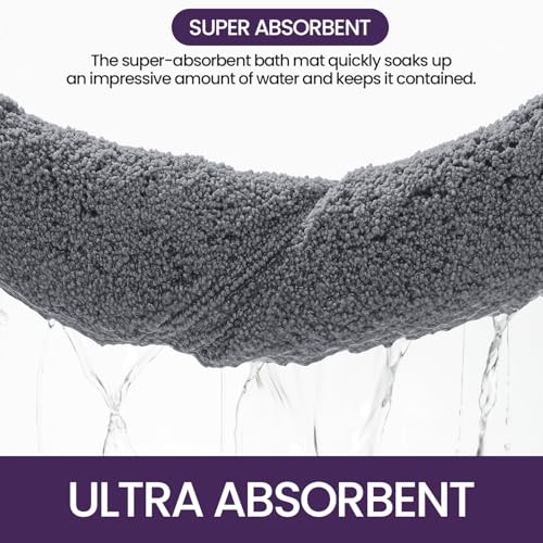 DEXI Bath Mat 60 x 110 cm, Absorbent Bathroom Mats with Non Slip Backing, Machine Washable Rug for Shower Floor, Grey