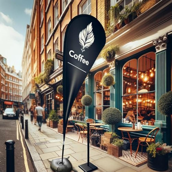 Anley Teardrop Feather Flagpole Set - Assembled Flutter Banner Pole Set with Carrying Bag - Fits 3.5Ft X 10Ft Feather Flags(Not Included) - Flagpole ONLY