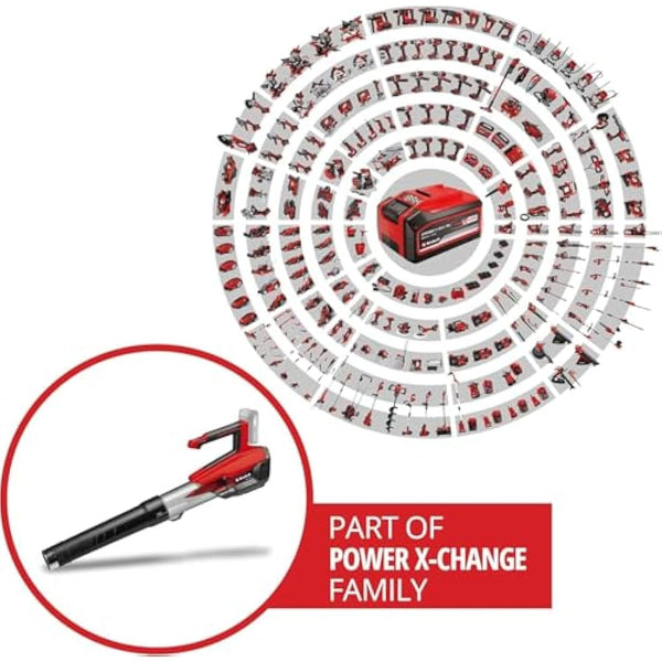 Einhell Power X-Change 18V Cordless Leaf Blower - Powerful (670 m³/h Blow Rate) Garden Blower With Brushless Motor And Turbo Switch - GP-LB 18/200 Li E Solo Garden Blower (Battery Not Included)