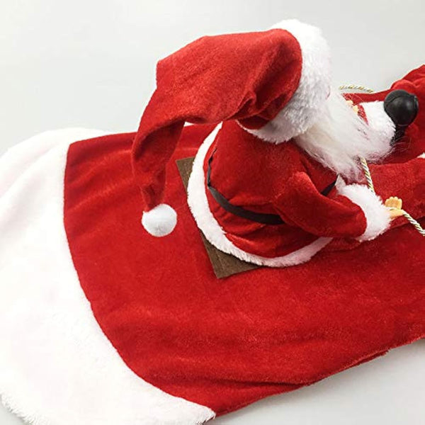 JK Running Santa Christmas Dog Costumes, Santa Claus Riding on Pet Suit Dressing up Clothing for Small Large Dogs Cats Clothes Pet Outfit