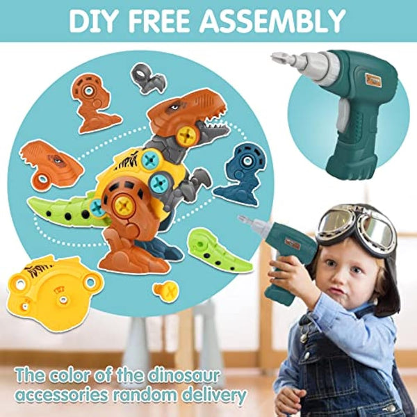 Dreamon Take Apart Dinosaur Toys for Kids with Storage Box Electric Drill DIY Construction Build Set Educational STEM for Boys Girls 3 Years and Up