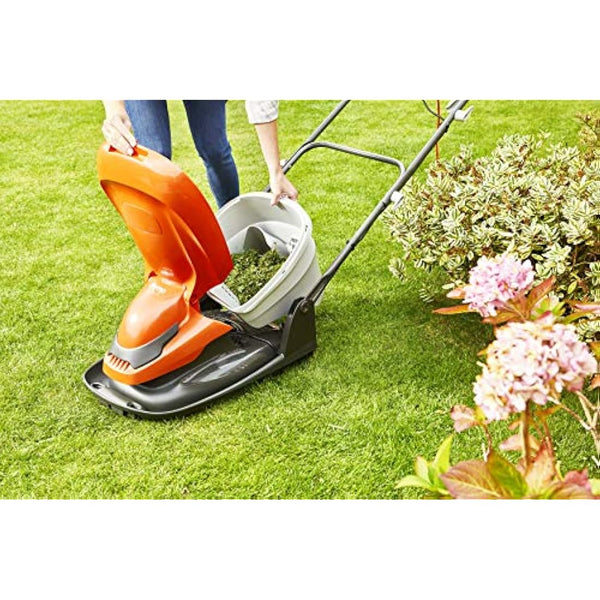 Flymo EasiGlide 300 Hover Collect Lawn Mower - 1700W Motor, 30cm Cutting Width, 20 Litre Grass Box, Folds Flat, 10m Cable Length, Orange and Grey